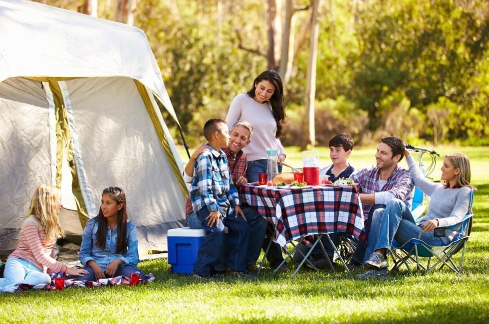 family picnic on camping holiday