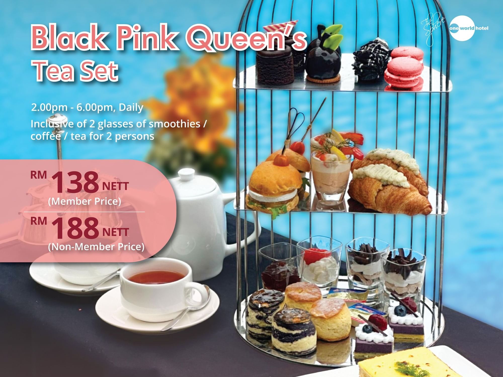 Black Pink Queen's Tea Set