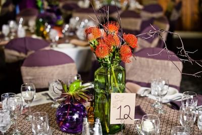 Decorated wedding table numbered 12
