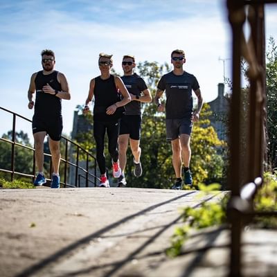 A group of 4 jogging near Falkensteiner Hotel Belgrade