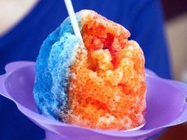 Close-up of a Hawaiian shaved ice near Paradise Bay Resort