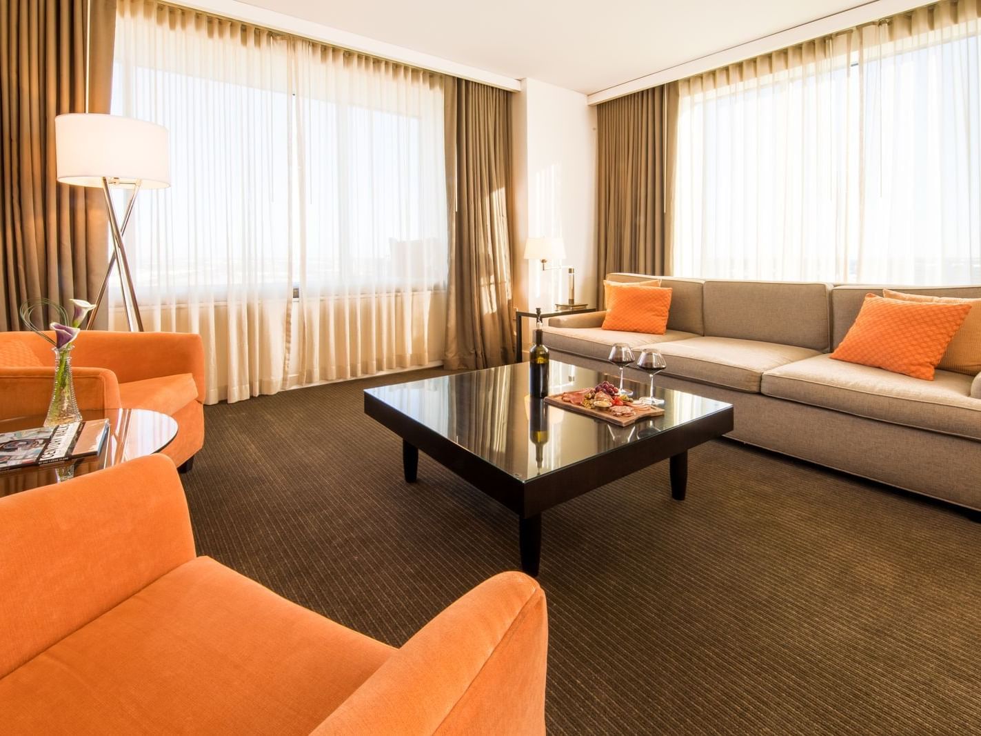 a couch in a hotel room