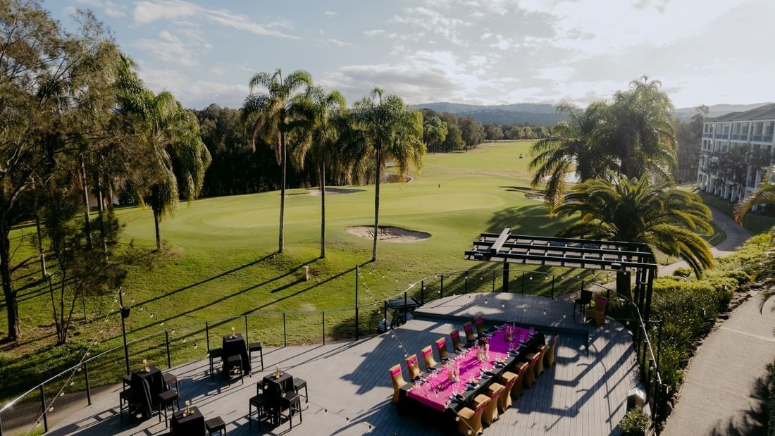 A set up event on the Sunset Deck at Mercure Gold Coast Resort in Carrara.