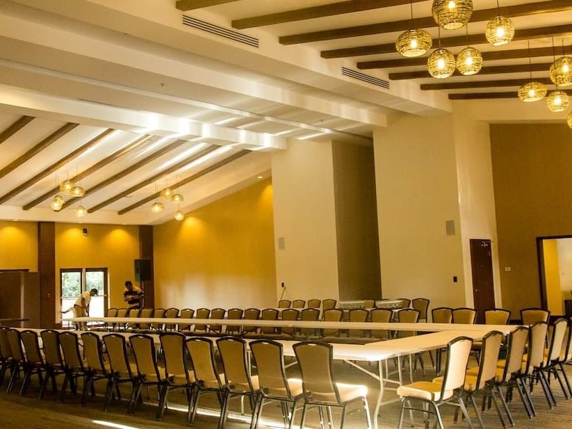 U shape table set up in Jacamar Ballroom at Indura Resort