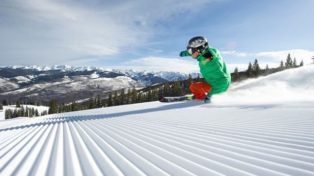 A skier in Intermountain Fis near Chateaux Deer Valley