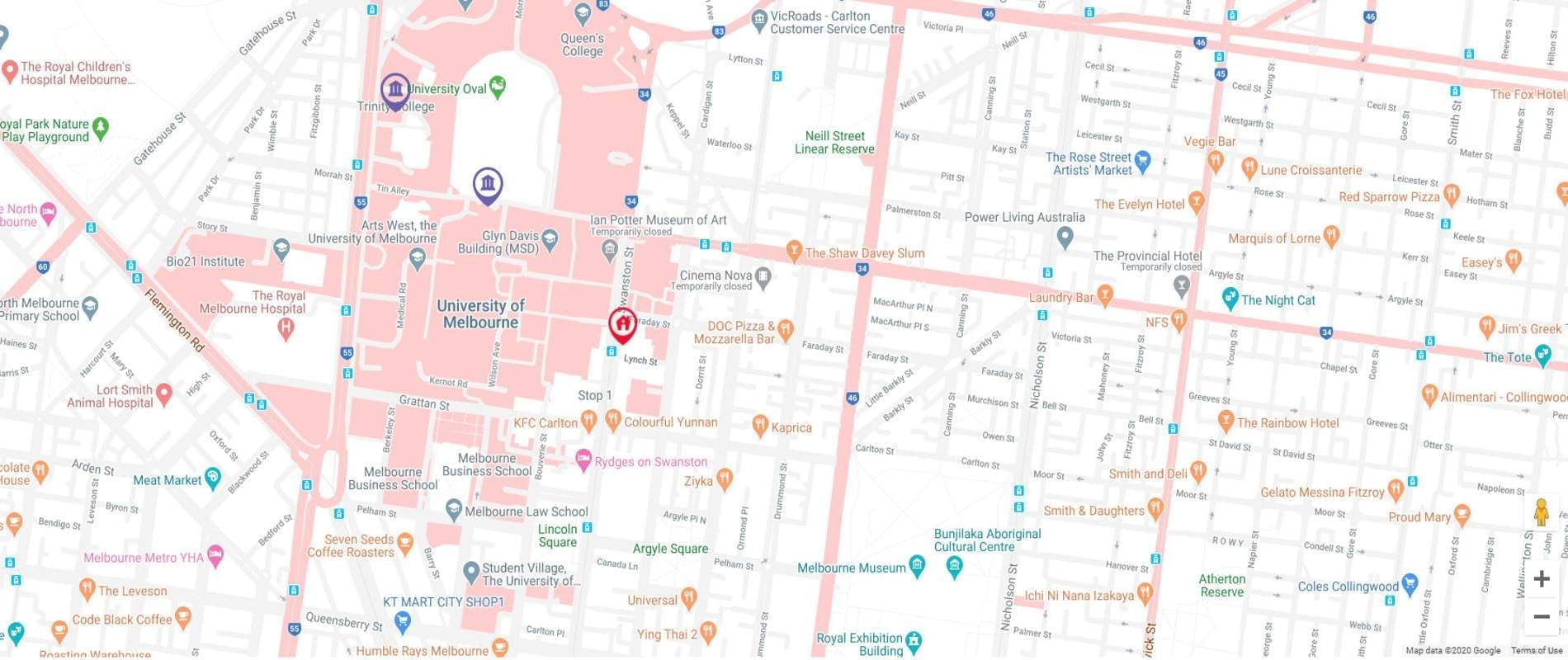 Student Living - 740 Swanston Map