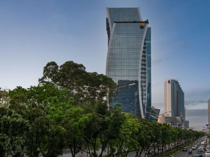 Exterior of Stock Exchange of Thailand near Maitria Hotel Rama