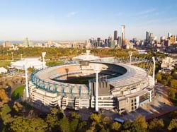 Aerial view of Cricket Ground & City near Brady Hotels Jones Lane