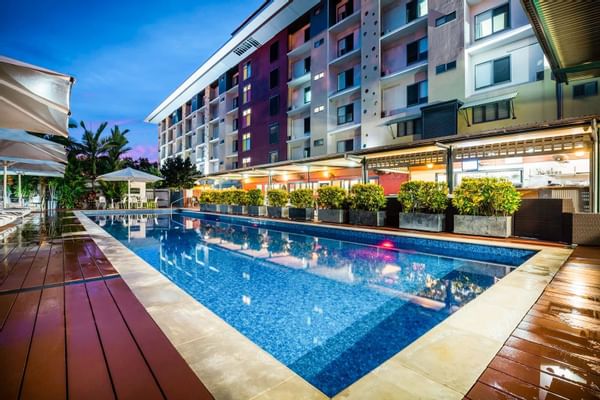 Exterior view of the pool at night at Darwin Airport Hotel
