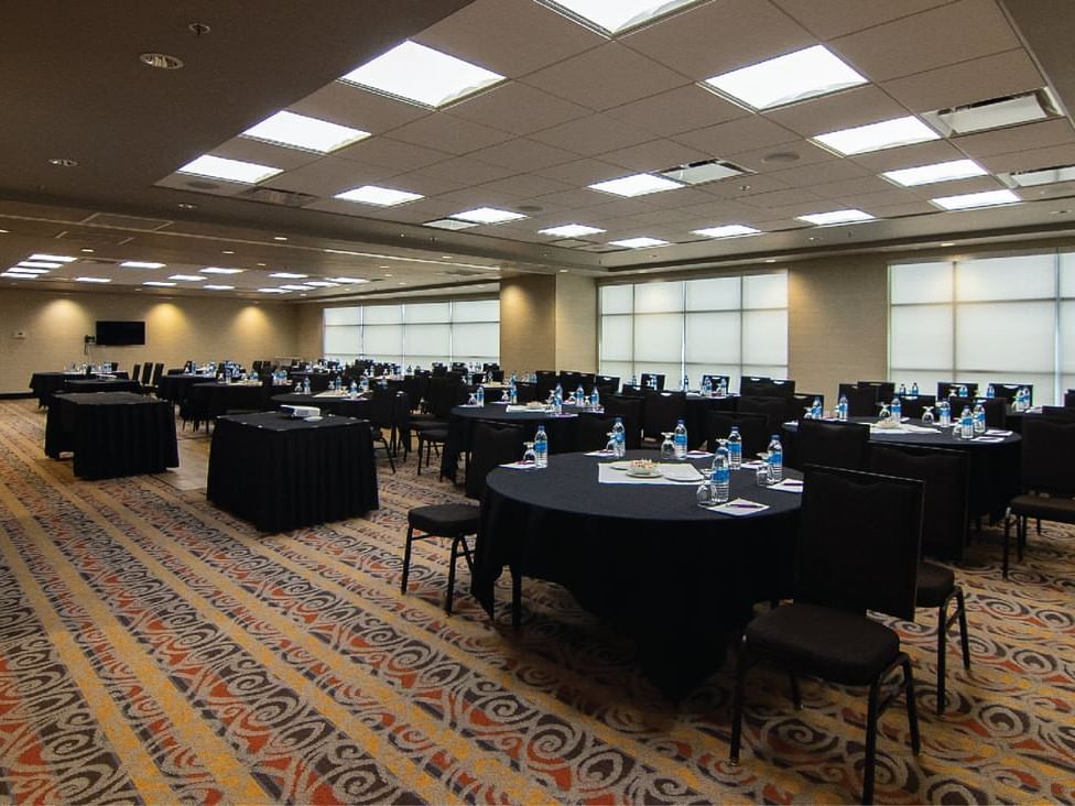 Banquet table set-up in Continental Divide at Hotel Clique Calgary Airport