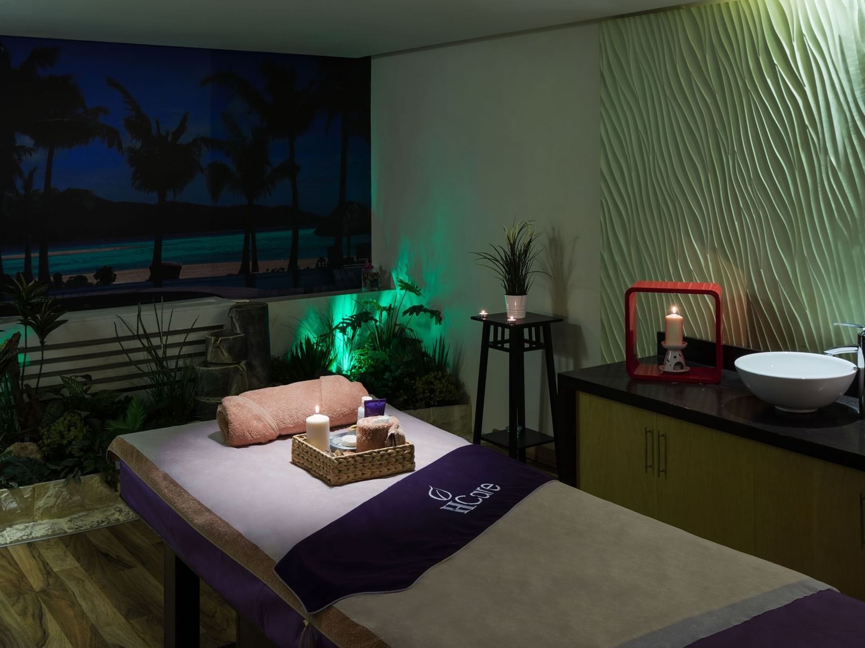 Close up on a massage bed on Sauna & steam room at Mena Red Sea