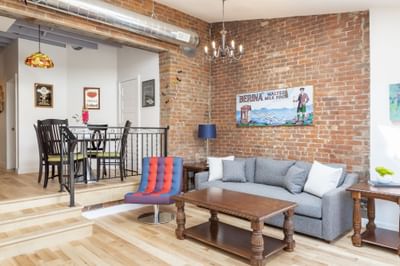 Interior of the living area in Apartment 199B at Retro Suites