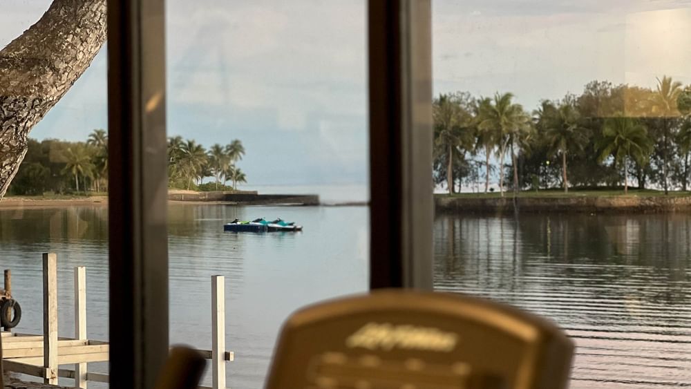 View of water with exercise bike at The Naviti Resort in Korolevu.