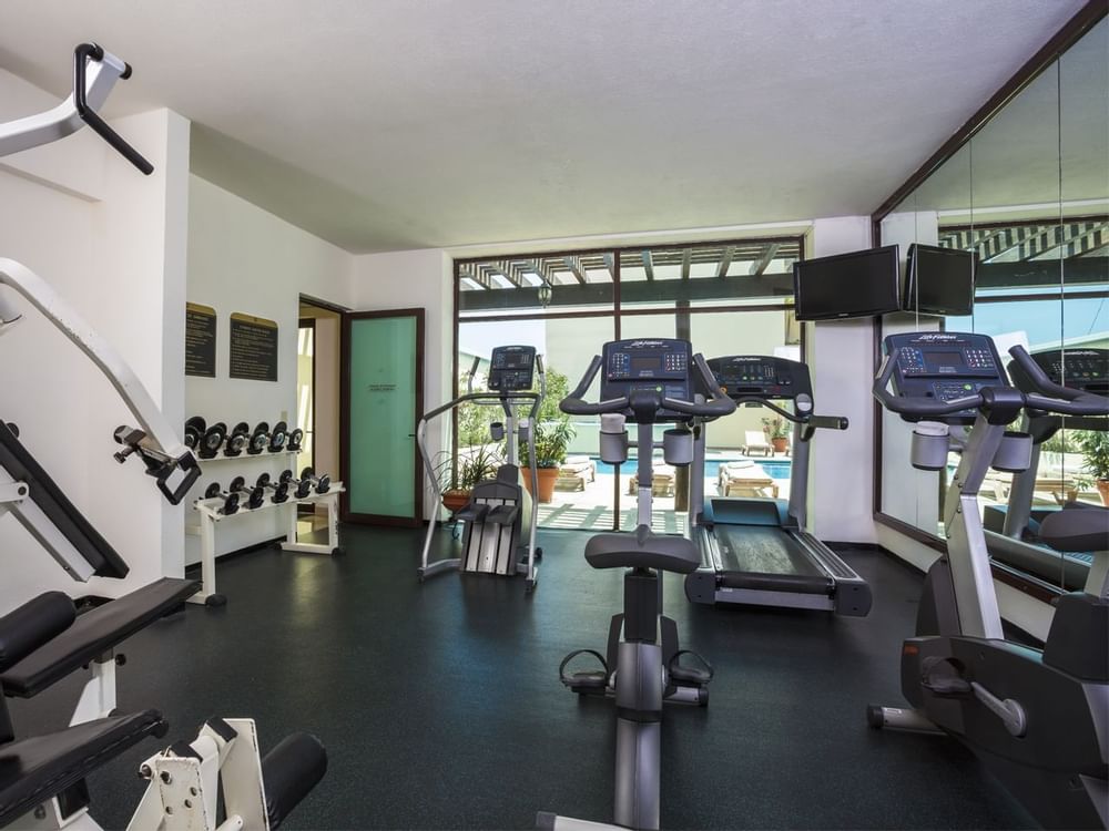 Close-up of machines in a gym & wellness center at Fiesta Inn