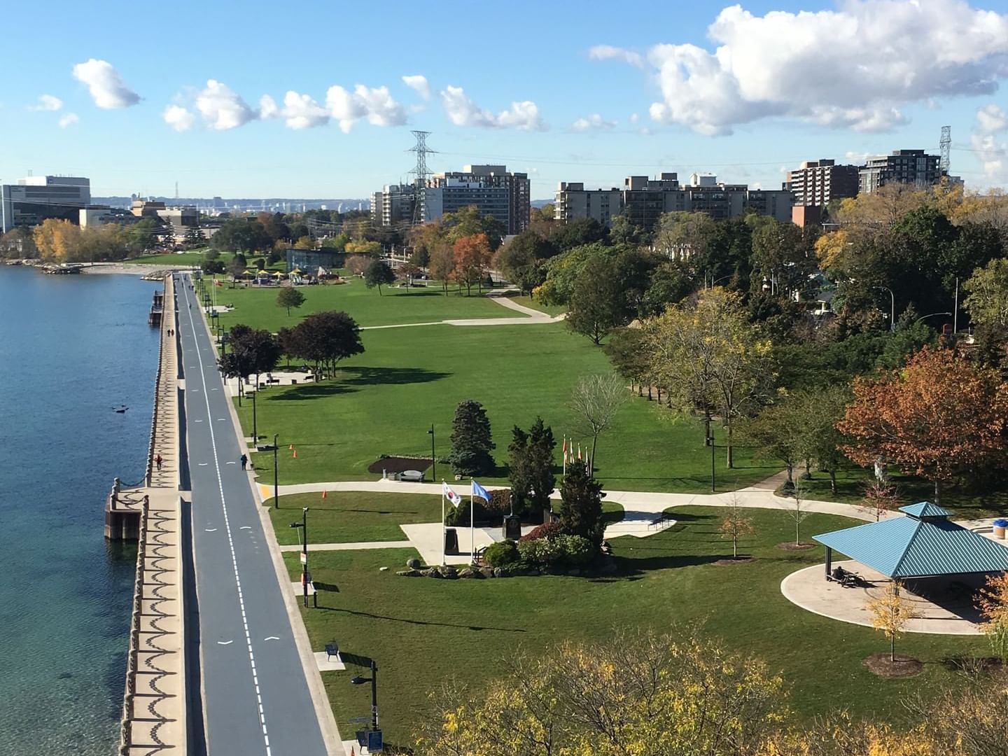 Arial view of Spencer Smith Park near Waterfront Hotel