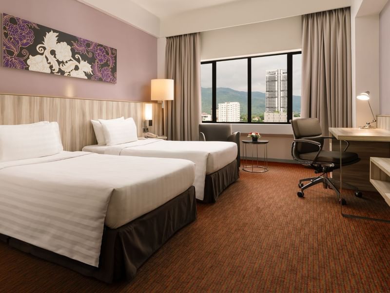 Deluxe Twin Room with city view and modern furnishings