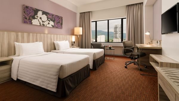 Deluxe Twin Room with city view and modern furnishings