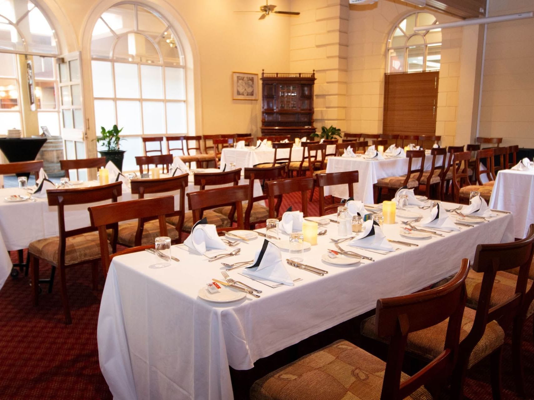 Dining set-up for an event in Chancellor 6 at Grand Chancellor Launceston