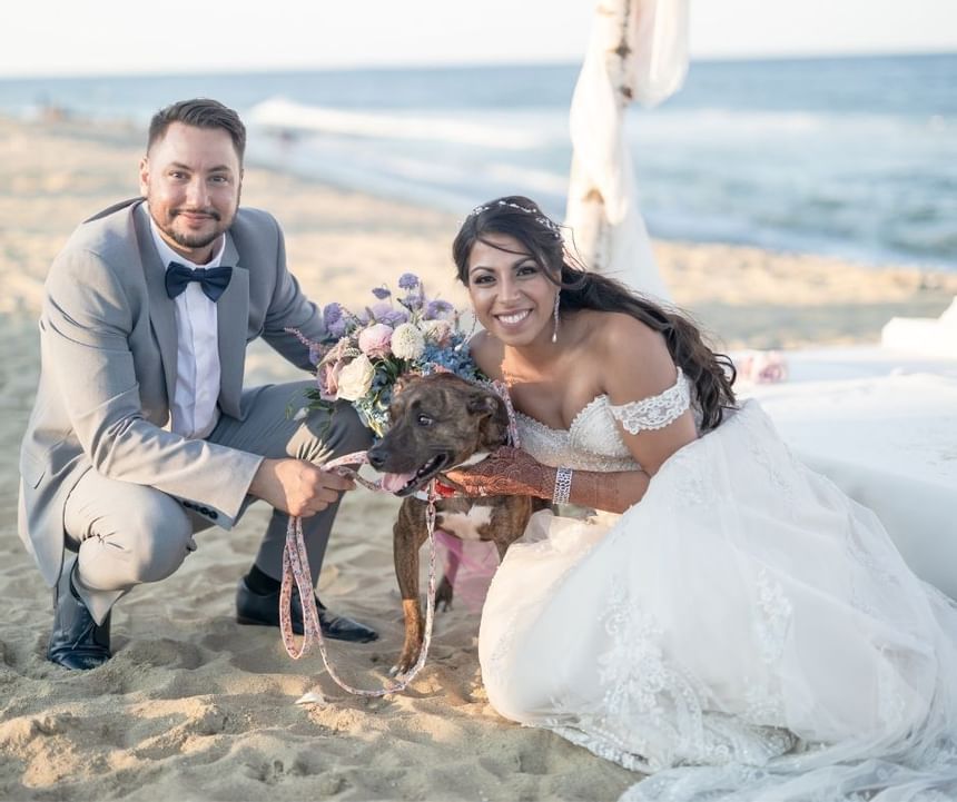 Wedding Couple with Dog