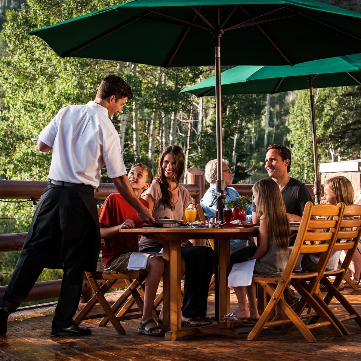 Family dining on patio