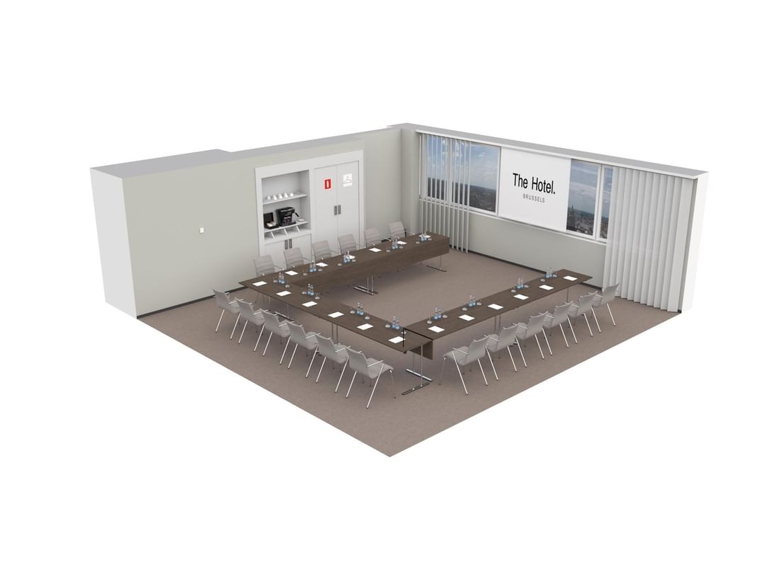 Plan en 3D de la salle de réunion Meet 25 Two à l'Hôtel Brussels