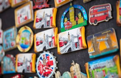Souvenir magnets of London landmarks at Thistle Marble Arch