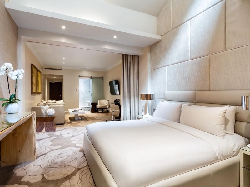 Interior of a room with king bed at The May Fair Hotel London