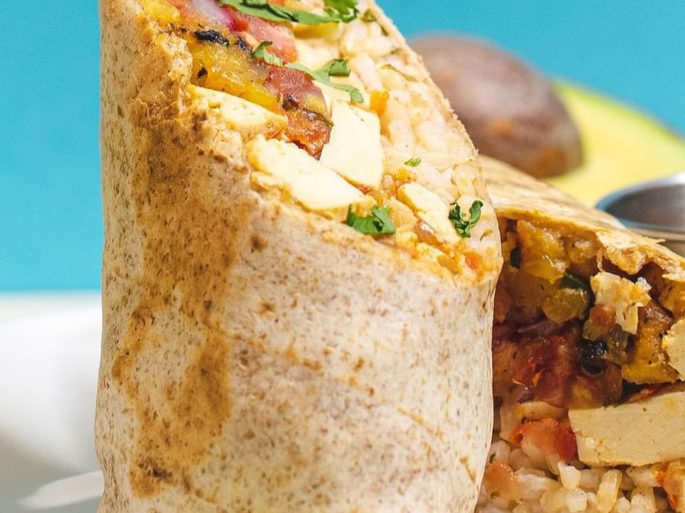 Close-up of a wrap served in La Ezkina at Las Casitas Village