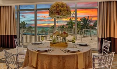 Banquet dining table, Sunny Isles Room at Marenas Resort Miami