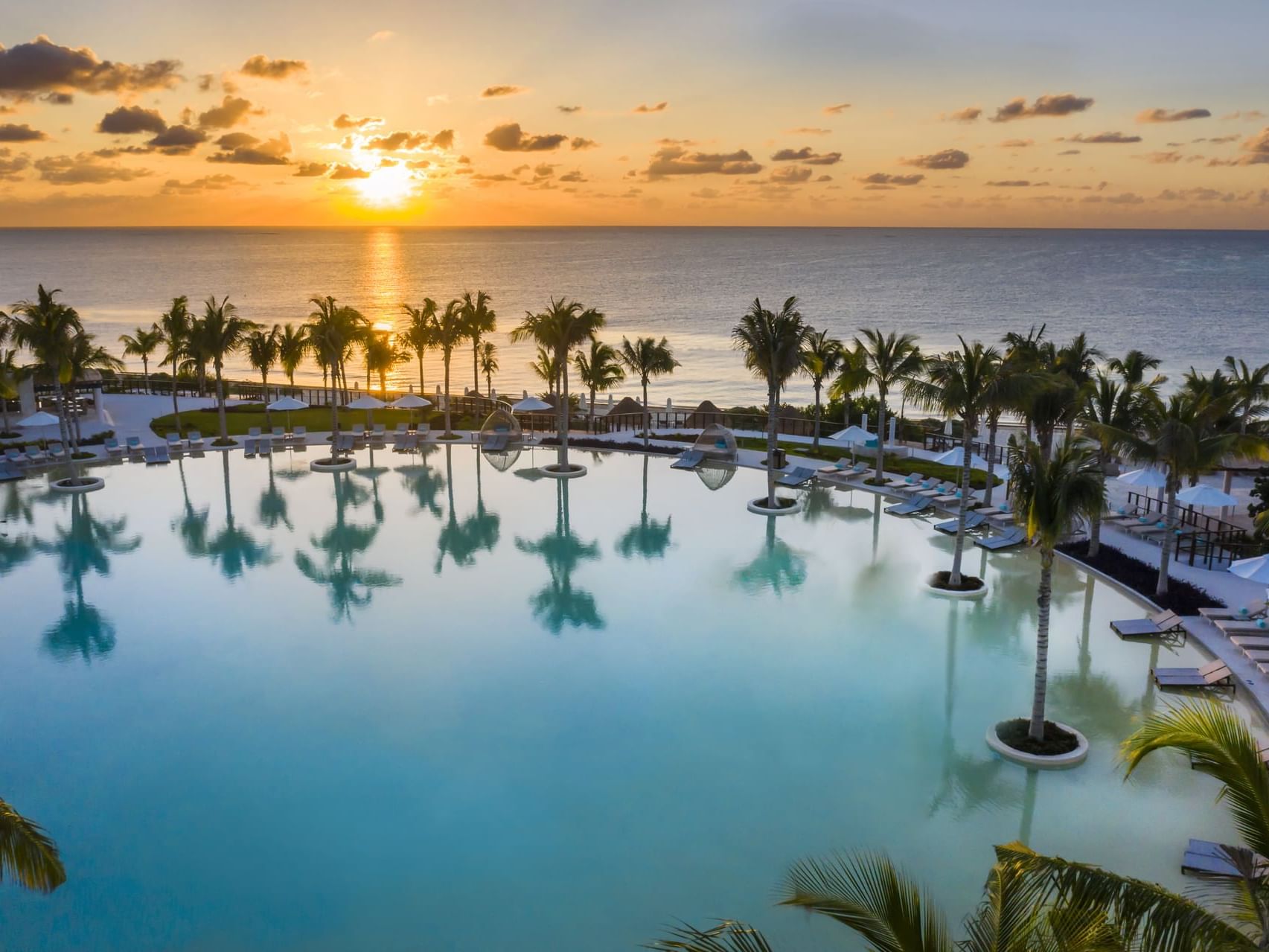Outdoor pool overlooking the beach at Haven Riviera Cancun