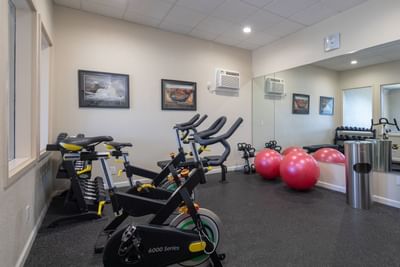 Spin Bikes, Free Weight, Bench, Kettle Bells, Yoga Balls