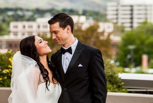 Capture of a groom looking at his bride at The Grove Hotel