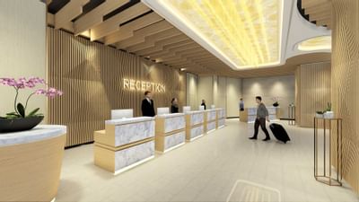 Interior of the Grand reception desk of St Giles Southkey