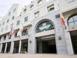 Entrance to a building located on the campus of FIDM in Los Angeles CA during daytime hours