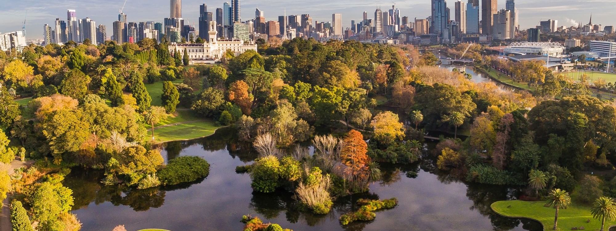 Aerial view of Royal Botanical Gardens near Novotel Melbourne