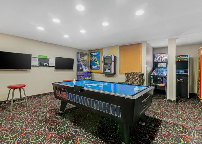 Air hockey table in the playing room at Ogunquit Collection