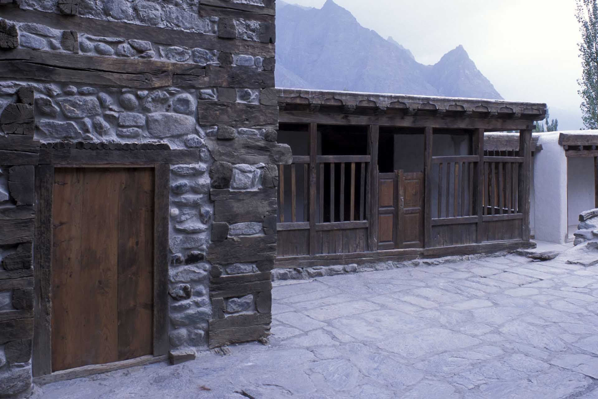 An open space inside the Hotel at Shigar Fort Residence