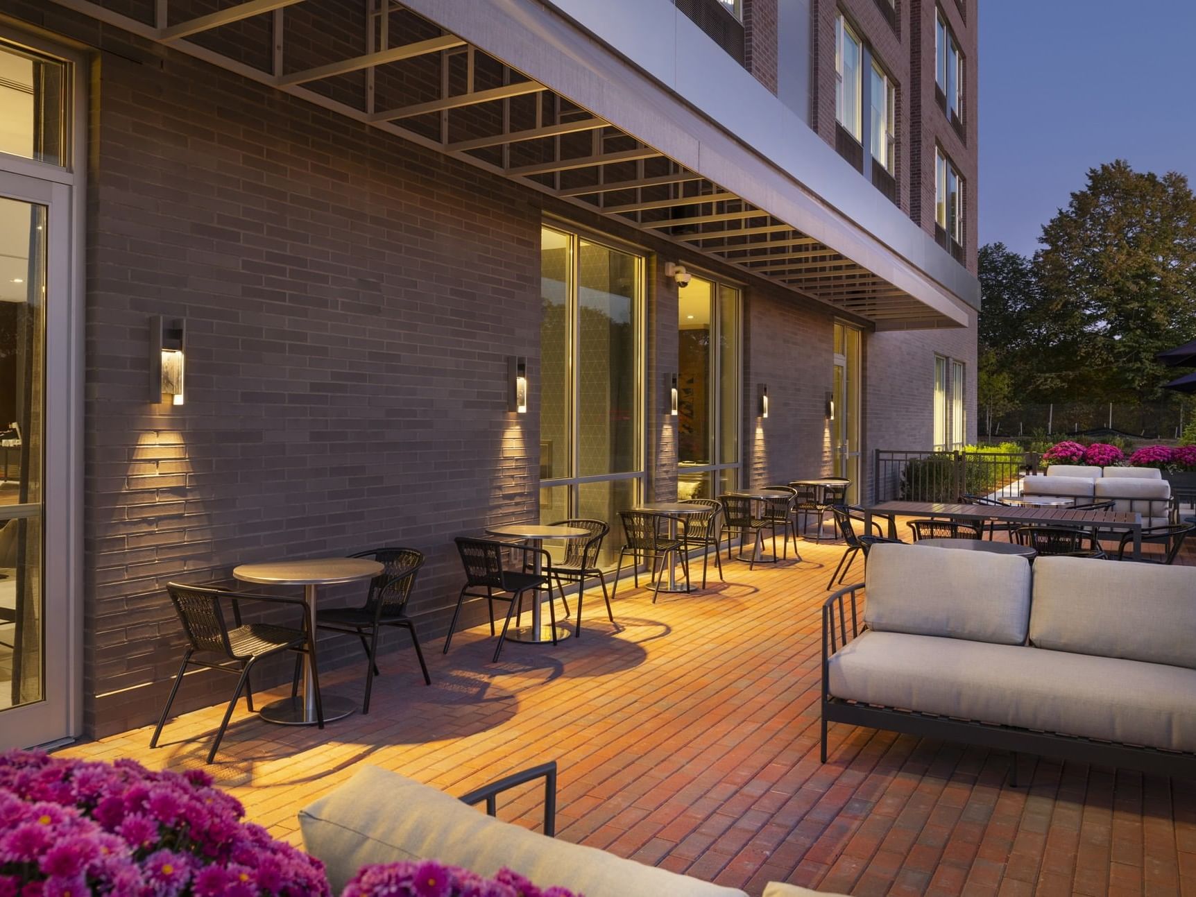 couches and chairs on an outdoor deck