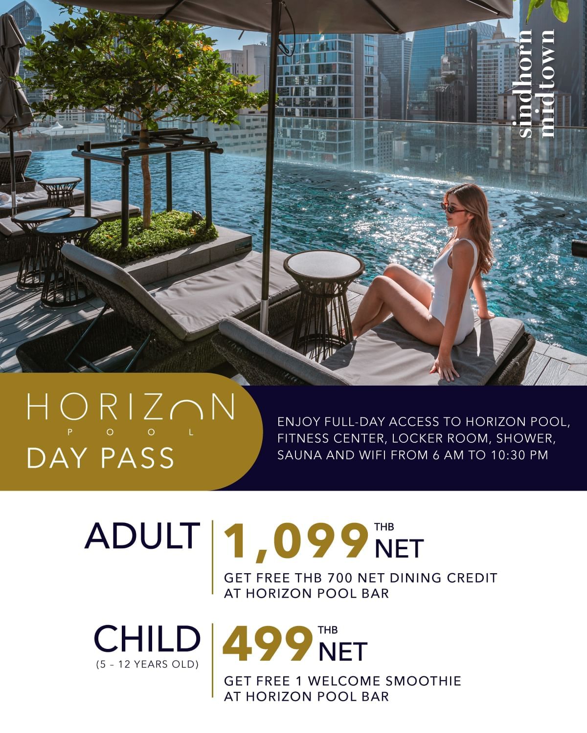 Horizon Pool Day Pass - Sindhorn Midtown Hotel Bangkok, Vignette Collection, an IHG Hotel - pool day pass bangkok