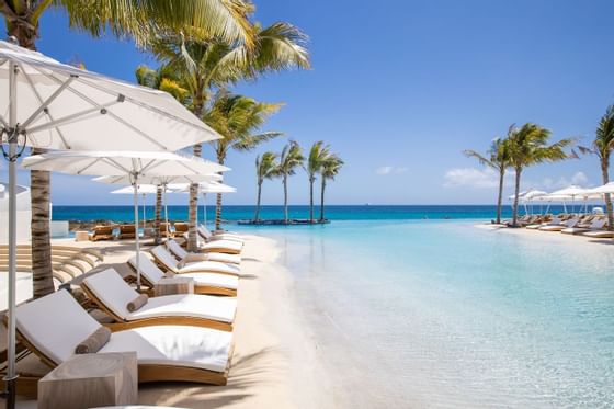Sunbeds by the outdoor pool, The Morgan Resort Spa Village