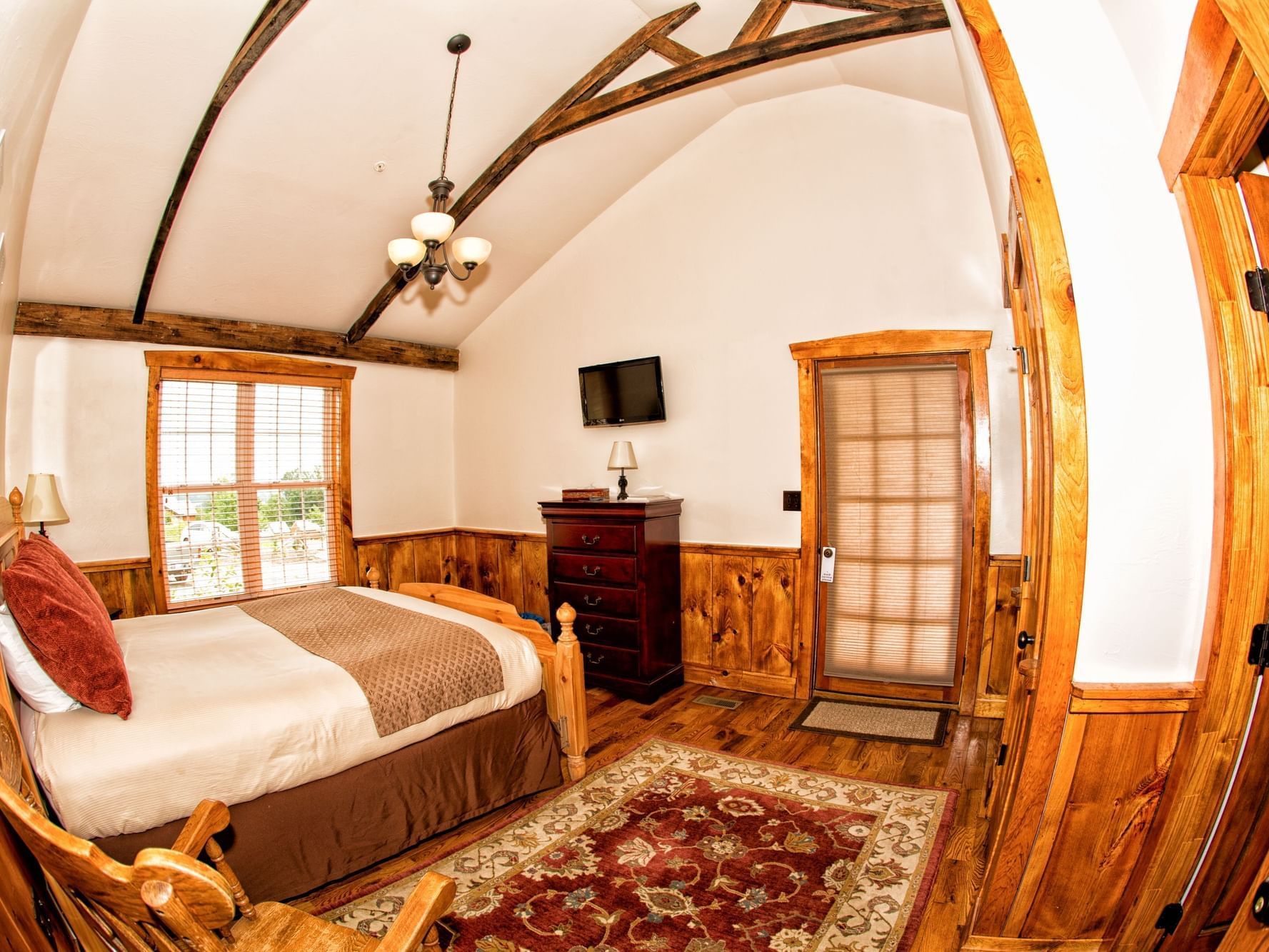 bedroom with wooden décor