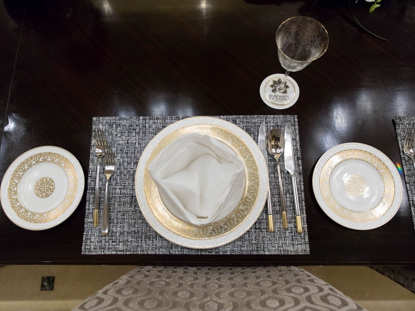 Dining table arrangement in Royal Suite at Narcissus Hotel