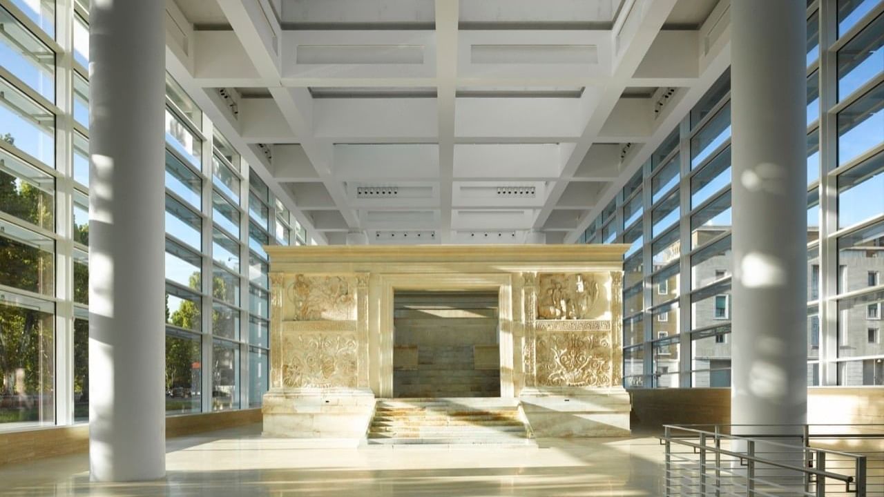 Interior view of Museo dell'Ara Pacis museum near Rome Luxury Suites