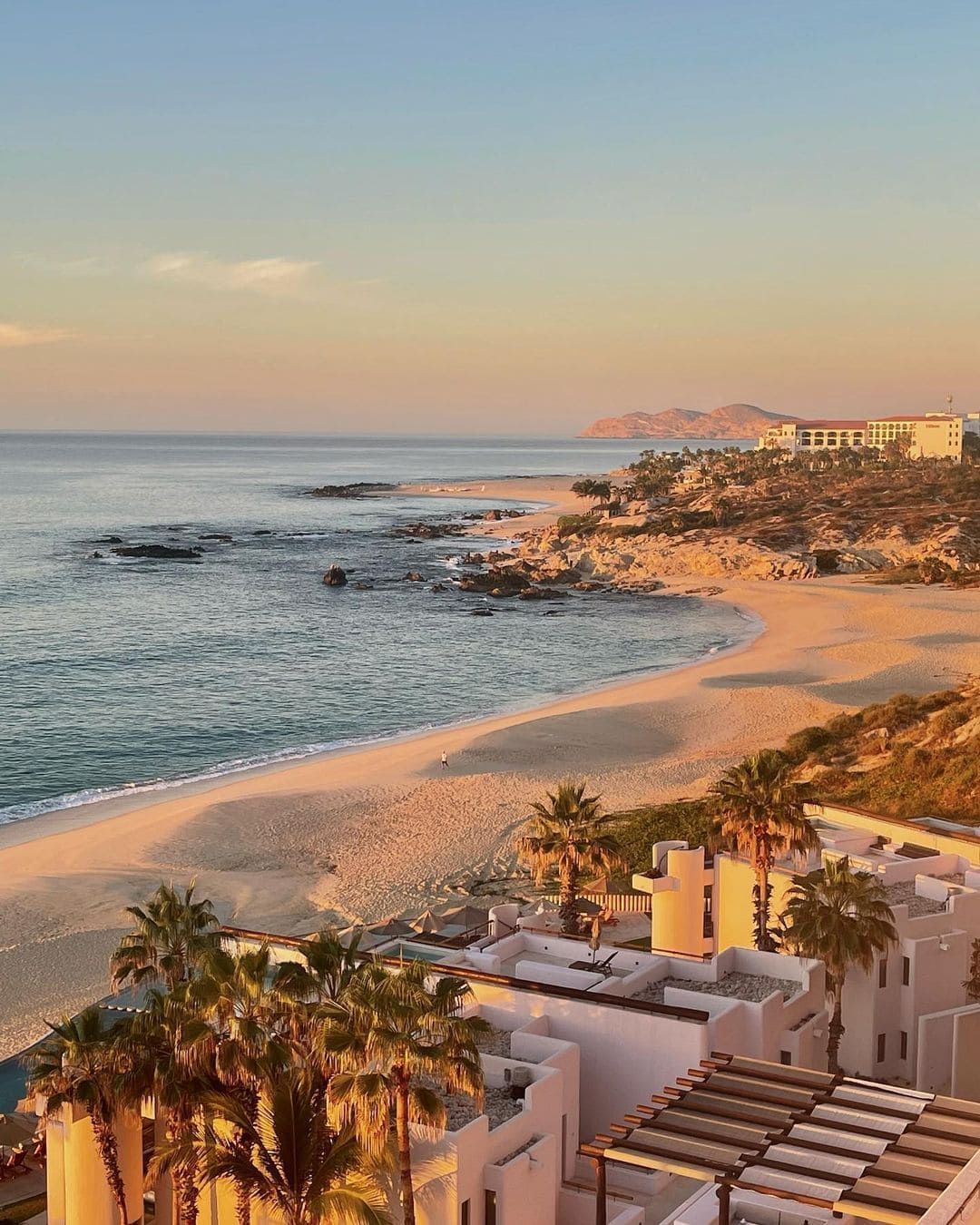 Stunning sunset view of the beach and ocean near Marquis Los Cabos Resort