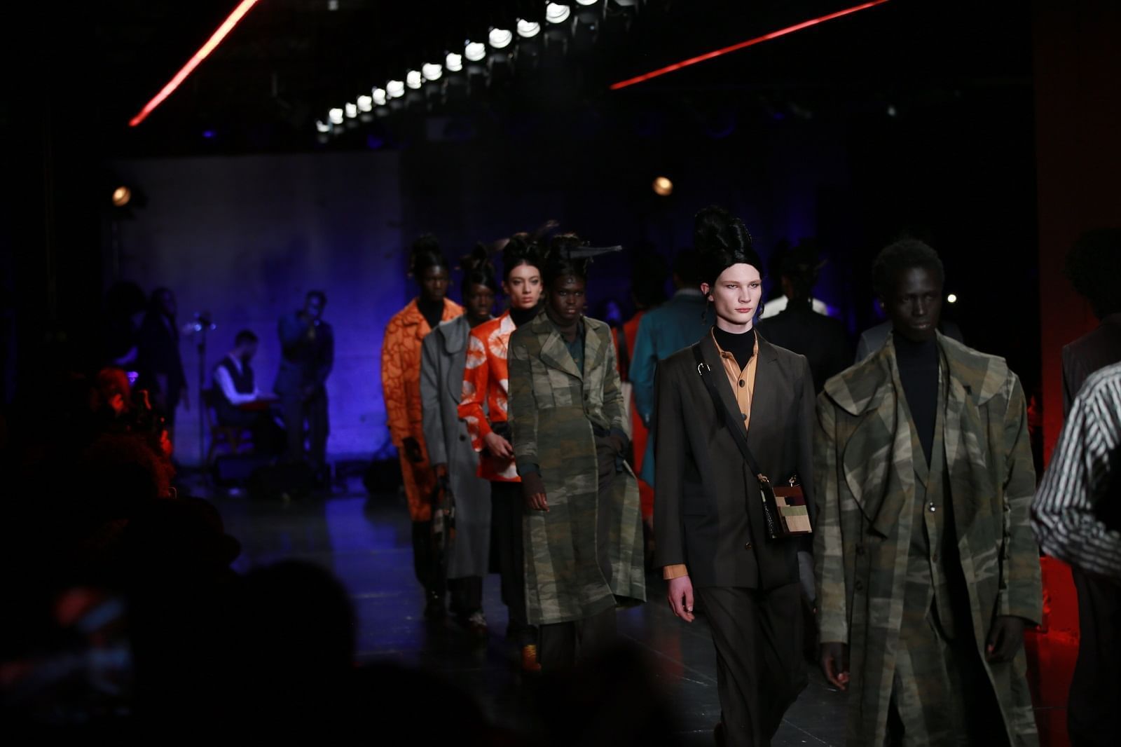 Male models walking the runway in Labrum London fashion show held near The Londoner Hotel