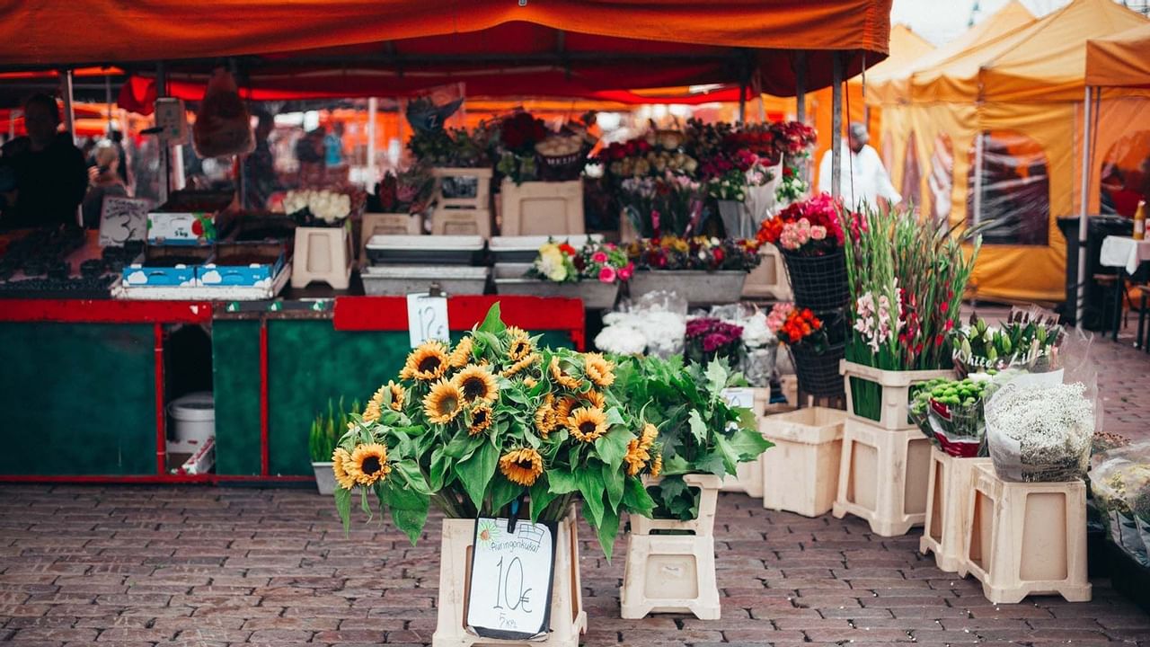 Sunflowers at a farmer's market