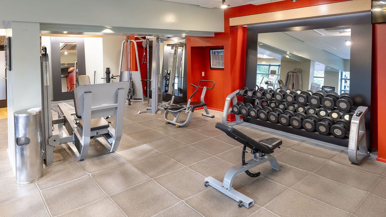 A fitness center at our hotel