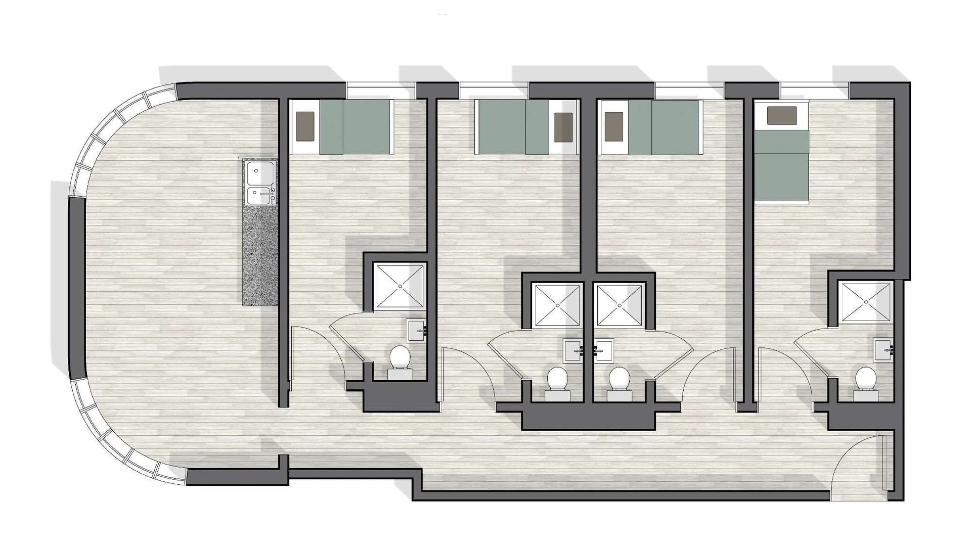 UniLodge Perth Central - 4 Bedroom Ensuite Apartment