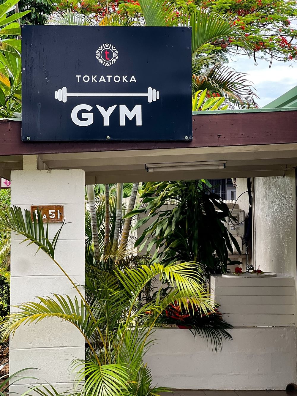 Tokatoka Gym sign above entrance at Tokatoka Resort - Fiji International Airport, Nadi.