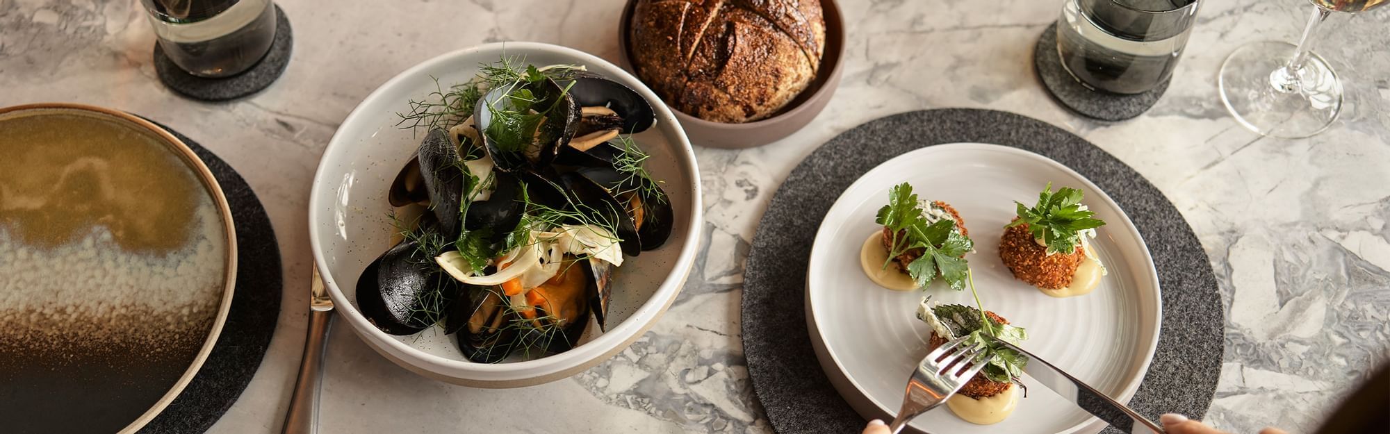 Capture of dining table food arrangement at Crown Hotel Sydney